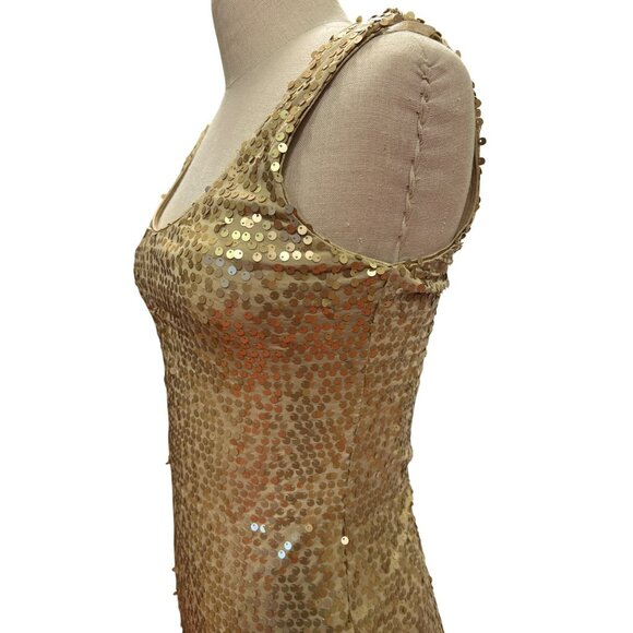 As U Wish Gold Sequin Sleeveless Bodycon Dress S Polyester Spandex Junior Prom M - Picture 3 of 8